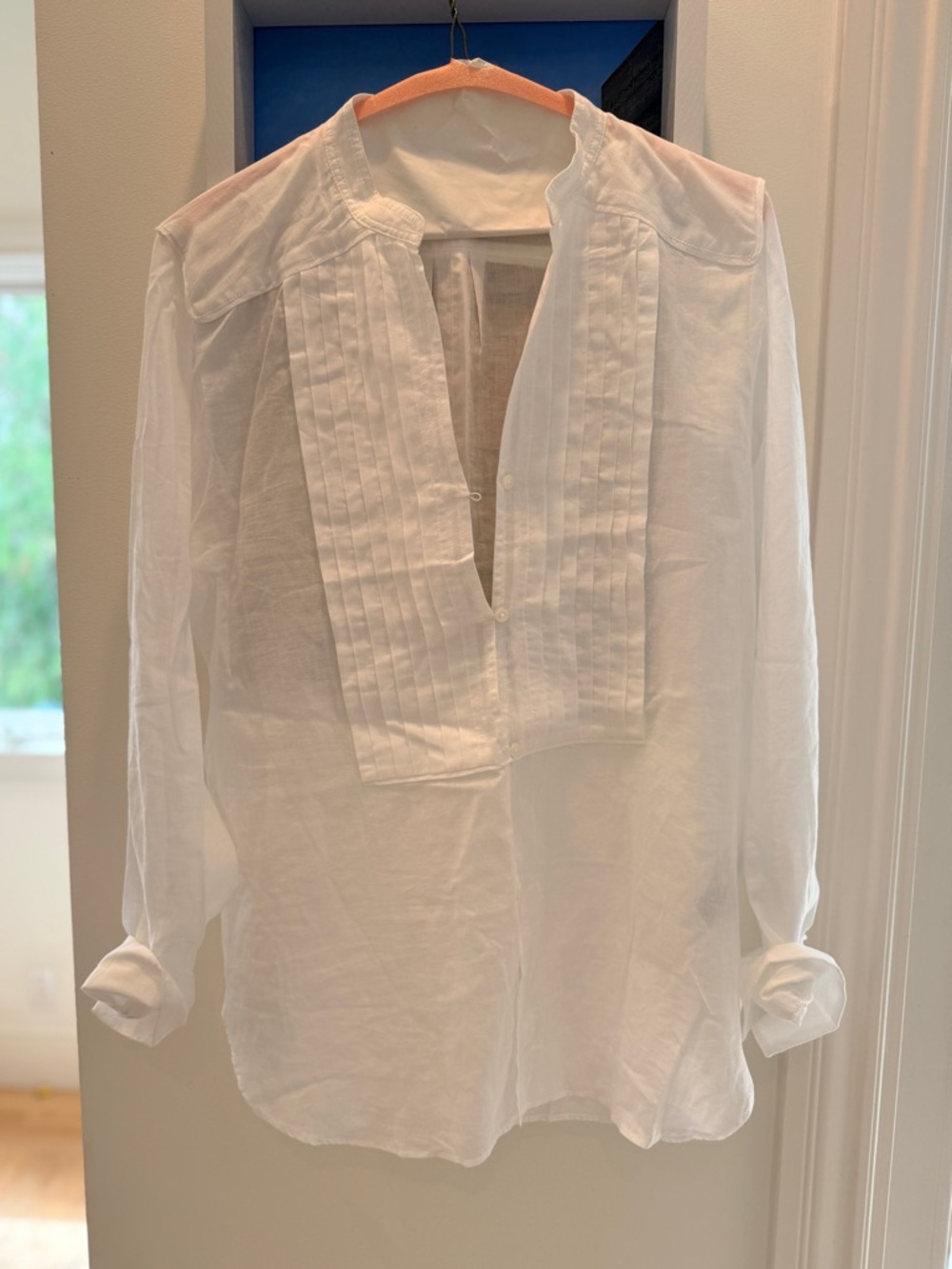 J. Crew White Pintuck Tunic Blouse